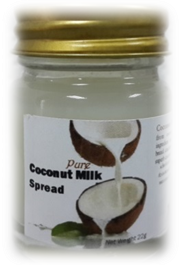 Final Product of Coconut Milk Spread in glass jar packaging with labels.